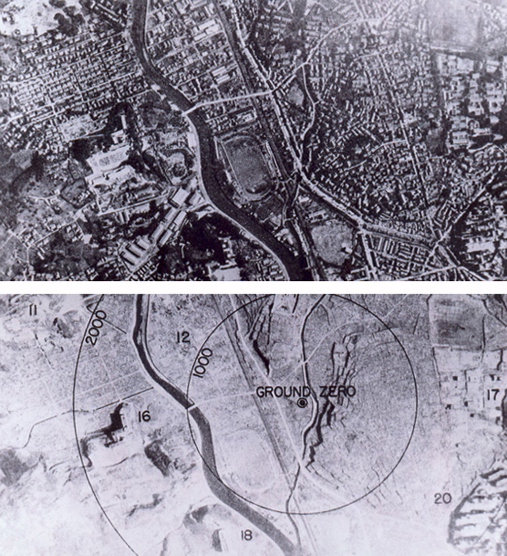 Nagasaki before and after the bombing